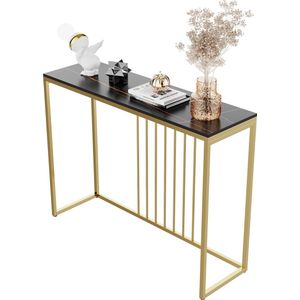 SureDeal® - Consoletafel - Huiskamer - Luxe - Goud - Zwart Tafelblad - 100x30x78.5 cm - Bijzettafel - Wandtafel - Design - Gangkast - Kast