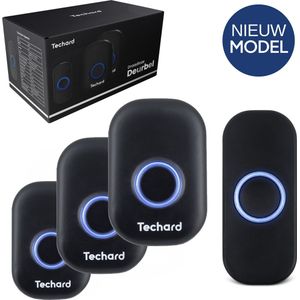 Techard - Draadloze Deurbel - 2025 Model - Deurbelset - IP44 Waterdicht - Met 3 Ontvangers