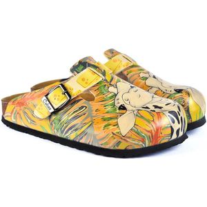 GOBY Clogs met Girafprint – Handgemaakt – Hoge Kwaliteit – Maat 35