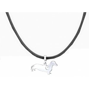 Ketting- Teckel -Zwartkoord - Charme Bijoux