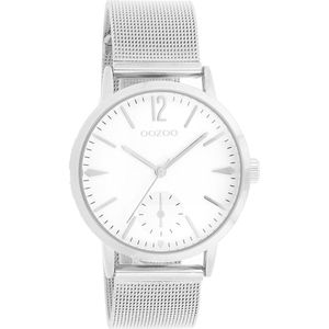 OOZOO Timepieces - Zilverkleurige horloge met zilverkleurige metalen mesh armband - C8615