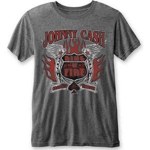 Johnny Cash - Ring Of Fire Heren T-shirt - S - Grijs