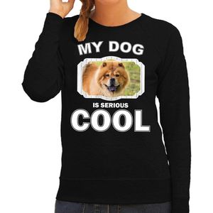 Chow chow honden trui / sweater my dog is serious cool zwart - dames - Chow chows liefhebber cadeau sweaters XS