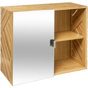 Five - Bamboe Modern Badkamerkast met modulaire spiegel schuifdeur - Ideaal voor elke ruimte, groot of klein