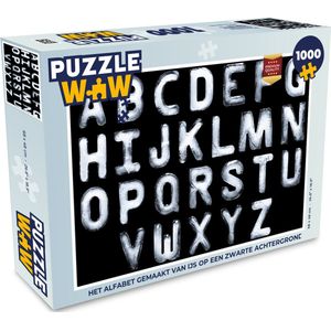 Puzzel Het alfabet gemaakt van ijs op een zwarte achtergrond - Legpuzzel - Puzzel 1000 stukjes volwassenen