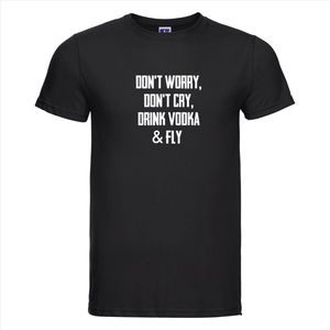 DON´T WORRY DON´T CRY T-shirt - 100% Katoen - Maat 2XL - Classic Fit - Zwart
