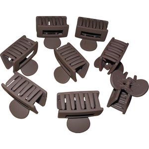 8 siliconen haarklemmen rechthoekig 4 cm bruin