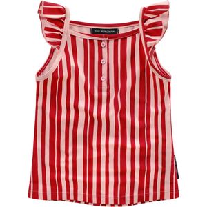 Your Wishes Ruffle Singlet Pink Stripes - Topje - Roze - Meisjes - Maat: 86/92