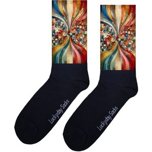 Geometrisch - Valentijns Cadeau - Fantasie sokken - Grappige sokken - Leuke sokken - Hem Haar sokken - Vrolijke sokken - Sint cadeau - Vaderdag - Moederdag - Verjaardag cadeau - Kerst cadeau - Leuk Cadeau - Zandloper - Socks maken Happy - 37-44