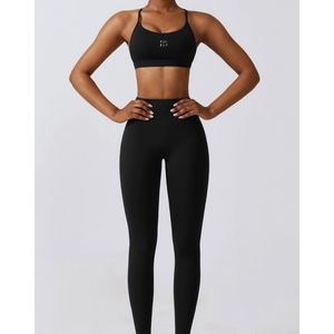 June Spring Sportlegging - Maat: S - Kleur: Zwart - Legging met Butt Scrunch - High Waist / Hoge Taille - Lifting Legging - Vocht Afvoerend & Hoge Kwaliteit - Sportlegging / Lange Legging - Comfortabel - Duurzaam - Scrunch Billen - Gym Legging