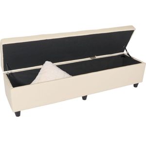 Cosmo Casa - Opbergkist Kriens XXL - Leer & Kunstleer - 180x45x45cm - Crème