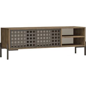 In And OutdoorMatch TV Kast Ocean - TV meubel - TV meubel - 144x40x49cm - eiken grijs en antraciet - 2 opbergvakken - decoratieve kast