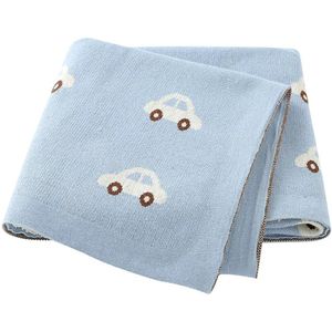 IL BAMBINI - Lichtblauwe Babydeken - 100% Katoen - 100x80cm - Pluisvrij - Voor Wieg of Ledikant