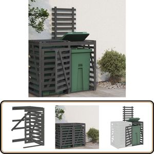 vidaXL Containerberging - Massief Grenenhout - Grijs Containeropbergingsmeubel - Afvalbakberging - Hout Opbergbox - Tuingereedschapsschuur - Buitenschuur