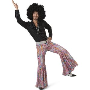 Funny Fashion - Jaren 80 & 90 Kostuum - Zwart Shirt Disco Dancer John Man - Zwart - Maat 56-58 - Carnavalskleding - Verkleedkleding