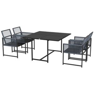 Eetkamerset - ModerneStijl - Inklapbare stoelen - Donkergrijs
