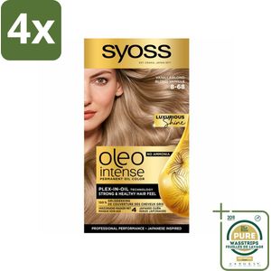 SYOSS - Oleo Intense 8-68 Vanillablond - Haarverf - Zonder Ammoniak - Grijsdekking - Langdurige Kleur - Voordeelverpakking - 4 stuks - Syoss Oleo Intense - Haarkleuring zonder ammoniak