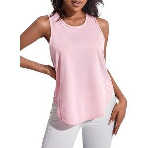 EASEFIT Sport Top - Tanktop - Sneldrogend - Ademend - Medium Stretch - Mouwloos - Ronde Hals - Polyester - Lichtroze - Roze - Maat M