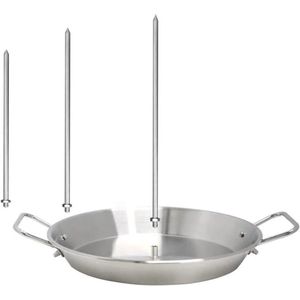 Roestvrijstalen verticale spies voor barbecue BBQ Verticale spies Barbecue Spit Spies Grill Verticale spit Stand-up Stalen spiesen met 3 verwijderbare spikes (81012 inch)