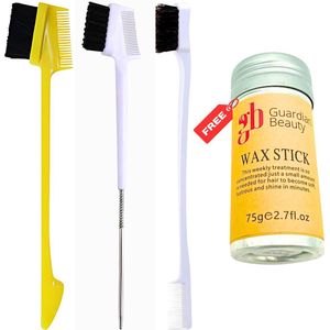Guardian Beauty Edge Control Borstel en Kamset - met Gratis Waxstick - Haarstylingtools voor Randjes en Gladstrijken