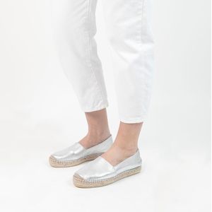 Manfield Leren Espadrilles Zilver