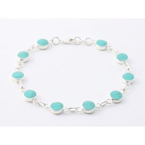Hoogglans zilveren armband met groene turkoois