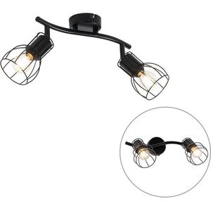 QAZQA botu - Moderne Plafondlamp - 2 lichts - L 47 cm - Zwart - Woonkamer | Slaapkamer | Keuken
