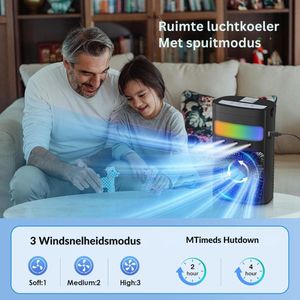 Goodivery - Luchtkoeler - Mobiele airconditioner - Mini-luchtkoeler - Waterkoelventilator - Zwart - 20x26x11