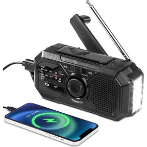 Noodradio zonne-energie AM-FM draagbare zonne-radio 2500 mAh oplaadbaar zwengel zaklamp alarm SOS mobiele telefoon oplaadbaar thuis camping
