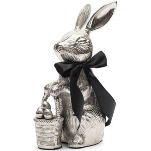 Riviera Maison Paashaas Beeld Zilver met eierhouder - Easter bunny paasdecoratie landelijk