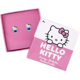Hello Kitty - Oorbellen - Versilverd - Met Rosa Strik