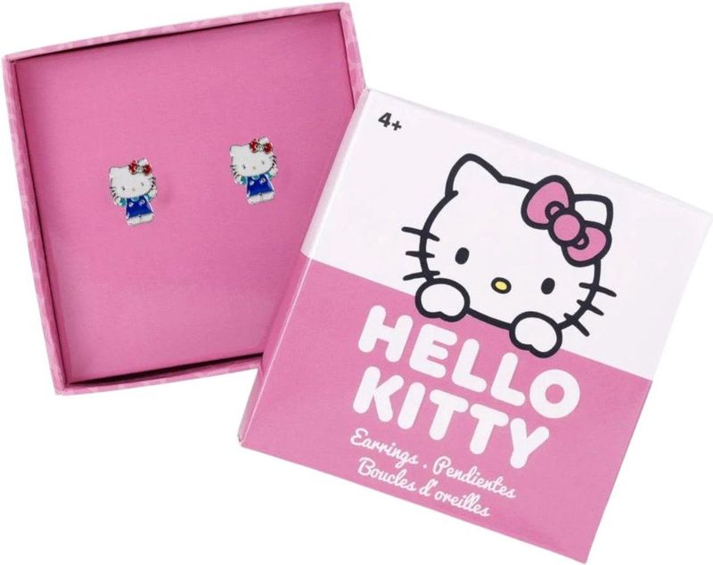 Hello Kitty - Oorbellen - Versilverd - Met Rosa Strik