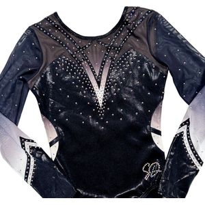 Sparkle&Dream Turnpakje Coco Zwart - Maat AXXL M/L - Gympakje voor Turnen, Acro, Trampoline en Gymnastiek