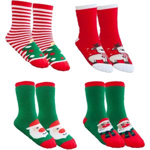 Allecto Plus - Kerstsokken voor kinderen - Set van 4 - Warme kerstsokken - Leuke kerstcadeaus