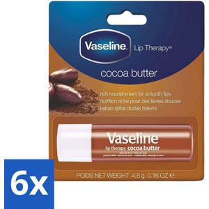 6 x Vaseline - Cocoa Butter - Lip Therapy Stick - Glans & Hydratatie - 4.8 g - Lipbalsem - Lippenverzorging - Cacaoboter - Vaseline - Hydraterend