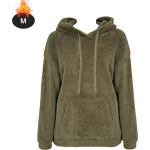 Nivard Teddytrui Dames - Teddy Sweater - Fluffy Trui - Hoodie - Winter - Pluche - Legergroen - Maat S