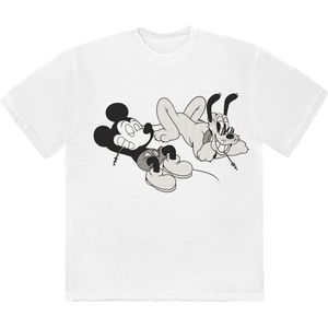 Disney - Mickey & Pluto Relax Heren T-shirt - M - Wit