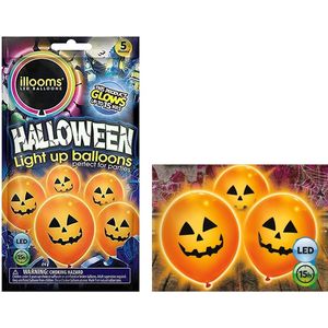 Illooms LED Ballonnen Halloween verlichting - Pompoen - Set Van 5 - Decoratie - Buiten - Binnen - versiering