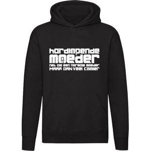 Hardlopende moeder | Hoodie | Marathon | Sporten | run | Cool | mama | Unisex | Trui | Sweater | Capuchon | Zwart