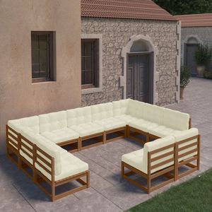 The Living Store Loungeset - Grenenhout - Hoekbank 70x70x67cm - Middenbank 70x70x67cm - Hoogte 67cm