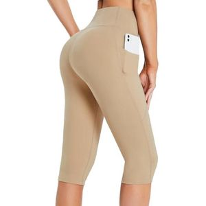 Dames Capri-legging met zakken en hoge taille - knielang