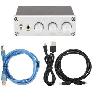 Fiberglass/Coax + PC USB Input DAC Decoder, with Headphone Amplifier Audio Decoding Support for 3.5mm Headphone (Silver)