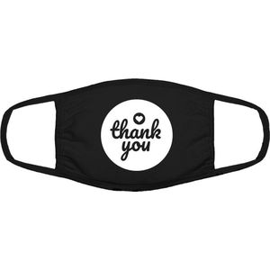 Thank you mondkapje | grappig | love | gezichtsmasker | bescherming | bedrukt | logo | Zwart mondmasker van katoen, uitwasbaar & herbruikbaar. Geschikt voor OV