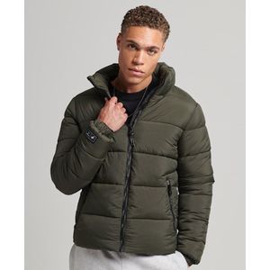 Superdry Jas Non Hooded Sports Puffer M5011575a 6bu Football Grid Khaki Mannen Maat - S