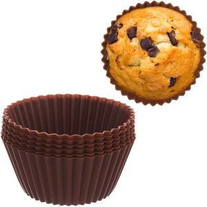 Cupcake Vormpjes Silicone Bruin SILLINIE 5,5 cm 6 stuks - Muffin Bakvormen - Muffinvormpjes - Muffinvorm - Bakvorm