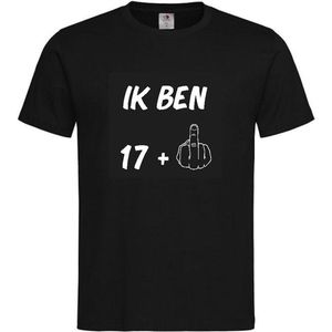 T-shirt Unisex Volwassenen Grappig Tekst ""Ik ben 17+1"" Op Voorkant | korte mouw | Zwart/wit | maat XL