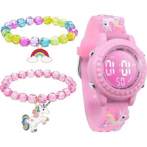 Digitaal Waterdicht Kinderhorloge - Alarm Stopwatch - Meisjes 3-12 Jaar