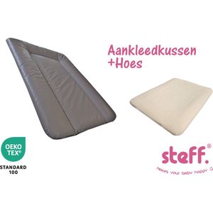 Steff - set - aankleedkussen - bruin taupe - 50x70 cm + aankleedkussenhoes ecru - OEKO-Tex standard 100