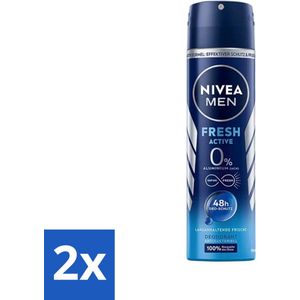 Nivea - Men - Deo Spray - Fresh Active - 48 Uur Lang Werkend - 150 ml - Voordeelverpakking - 2 stuks