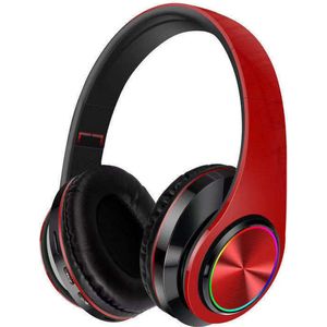 Pro Care Excellent Quality® Headset met Microfoon LED verlichting - Headset Draadloos - Bluetooth - Active Noise Reduction - SD card mogelijkheid - Kleur Rood Zwart